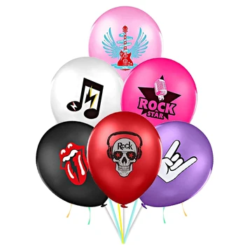 10шт/12шт Рок-н-ролльные воздушные шары 12-дюймовое Видео-примечание Гитарная группа Микрофонные шарики С Днем Рождения Музыкальное радио Ретро Декор для вечеринки