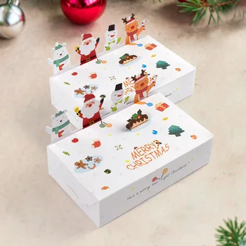 10шт Мультяшная Рождественская подарочная коробка для конфет из Крафт-бумаги, украшение Рождественской вечеринки, Коробка для печенья в пользу детей, Рождественский Навидад, Новый 2024 год