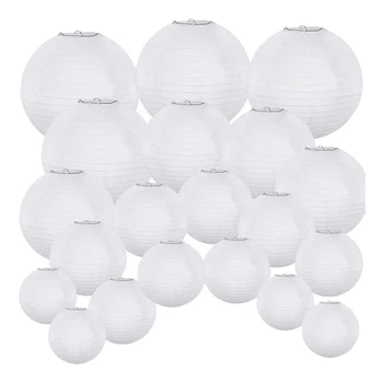 20 упаковок китайских круглых белых бумажных фонариков, бумажные фонарики, подвесные фонарики, украшения для свадебной вечеринки