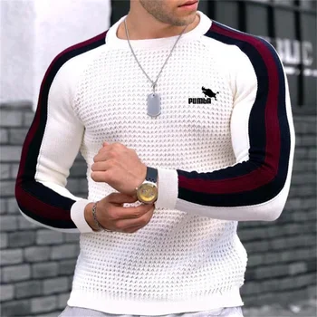 2023 Весенне-летняя Спортивная футболка, Мужские Пуловеры, высококачественная рубашка с длинным рукавом, Трикотажные топы с круглым вырезом, мужская футболка, спортивная одежда