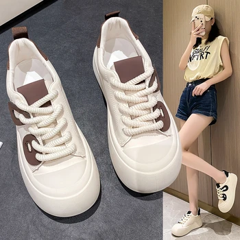 2023 Новая осенняя универсальная спортивная обувь для женщин, Корейская модная Повседневная Студенческая белая обувь на платформе, повседневная женская обувь с низким берцем