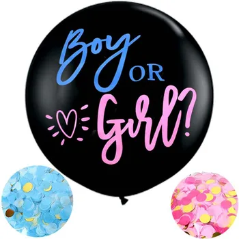 36-дюймовые воздушные шары с изображением пола для мальчиков или девочек, латексные воздушные шары с сине-розовым конфетти, черный воздушный шар, сделай САМ, детский душ, товары для домашней вечеринки