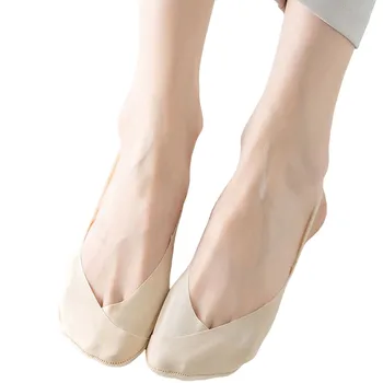 4 Пары женских носков-балеток, однотонные нескользящие носки, кружевные носки-лодочки, Полуприрезанные невидимые носки на передней части стопы