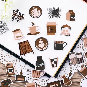 40шт Украсьте свой журнал милыми наклейками на тему кофе, еды, канцелярских принадлежностей в мультяшном стиле Ins, скрапбукинга для повседневного использования