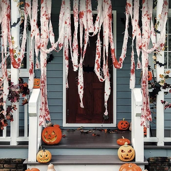 5 м Жуткая Кровавая Марлевая ткань для Хэллоуина, Драпировка дверных проемов, окон, стены, Марлевая Изоляционная лента для домашней вечеринки с привидениями на Хэллоуин