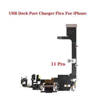50 шт. Гибкий кабель с зарядным портом для iPhone 11 Pro Max, док-станция для USB, зарядное устройство, запчасти для ремонта микрофона