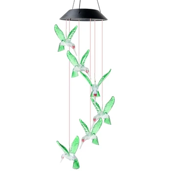5X СВЕТОДИОДНЫЙ Солнечный Ветряной Перезвон Лампа Птица Ветряной Перезвон Лампа Подвесной Ветряной Перезвон Декоративная Лампа Лампа Для Изменения Цвета Солнечная Лампа