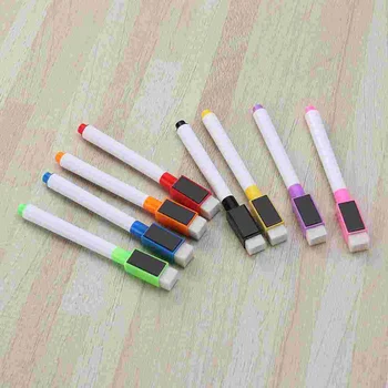 8шт Магнитная красочная ручка для доски, черно-белые маркеры для доски, встроенный ластик, школьные принадлежности, детская ручка для рисования (розовый),