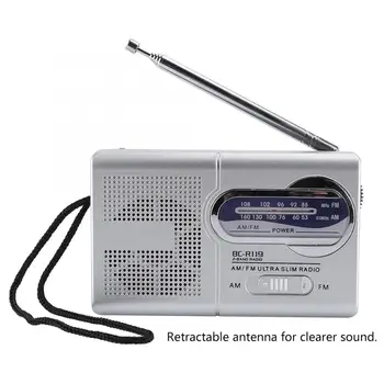 AM/ FM Старомодное радио, многофункциональный карманный мини-радиоприемник AM/FM BC-R119, радиоприемник с динамиками, телескопическая антенна, радиоприемник