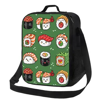 Kawaii Japan Sushi Изолированная сумка для ланча для женщин Мультфильм Аниме Манга Кулер Термальный Бенто Бокс Пляж Кемпинг Путешествия