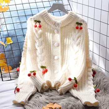 Korejepo Модный короткий свитер, пальто, Женская свободная верхняя одежда, весенний новый японский топ с длинным рукавом, вязаный шикарный кардиган в стиле милой девушки