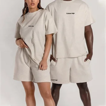 OEM производит объемную тяжелую французскую хлопчатобумажную футболку на заказ негабаритных размеров унисекс femme пара черная хлопчатобумажная футболка премиум-класса в тяжелом весе