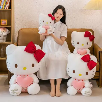 Sanrio Hello Kitty Плюшевая Игрушка Каваи Плюшевые Животные Сердце Кукла Подушка Аниме Домашний Декор Детский День Рождения Рождественский Подарок