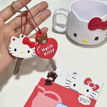 Sanrio Kawaii Hello Kitty Melody Защитный чехол для ключей KT Cat Мультфильм Силиконовый чехол Брелок Рюкзак Кулон Ювелирные изделия Подарки