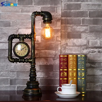 SGROW Ретро Стиль, лампа в стиле Стимпанк, Промышленный робот-водопровод, Креативная настольная лампа, прикроватная лампа, Ретро-настольная лампа для бара, кофейни