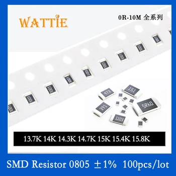 SMD резистор 0805 1% 13.7K 14K 14.3K 14.7K 15K 15.4K 15.8K 100 шт./лот микросхемные резисторы 1/8 Вт 2.0 мм * 1.2 мм