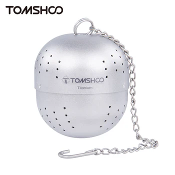 Tomshoo Titanium Tea Ball Infuser, легкая заварка для чая, фильтр для чая из сверхтонкой сетки с удлиненным цепным крючком, туристическое снаряжение