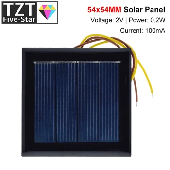 TZT 2V 0.2W 100mA Солнечная Панель DIY Зарядный Модуль Мини-Поликремниевая Система Солнечных Элементов для Солнечной Газонной Лампы С Кабелем 15 см