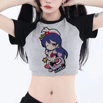 umi yk2 эстетичный укороченный топ с графическим рисунком, женская одежда в стиле фея гранж, кавайная футболка Kawaii