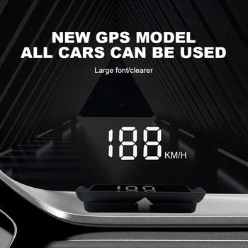 Автомобильный цифровой GPS спидометр Светодиодный дисплей GPS Детектор скорости крупным шрифтом Умный головной дисплей Проектор скорости на лобовом стекле для автомобиля Auto
