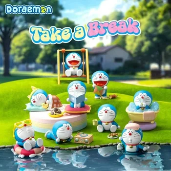 Аниме Doraemon Take A Break, серия Blind Box, Играем вместе, Милые трендовые игрушки, украшения для изучения рисунков, Детские игрушки, подарок на день рождения
