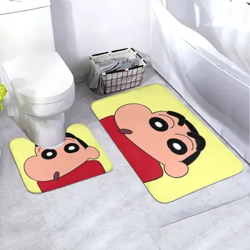 Аниме Модный набор ковриков для ванной комнаты, водопоглощающий и противоскользящий коврик для пола, 2 предмета, противоскользящие накладки, коврик для ванной + контур