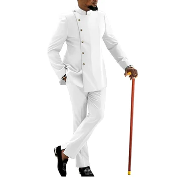 Африканские мужские костюмы, рубашка, брюки из 2 частей, Модный Повседневный племенной наряд Дашики с длинным рукавом V2316080