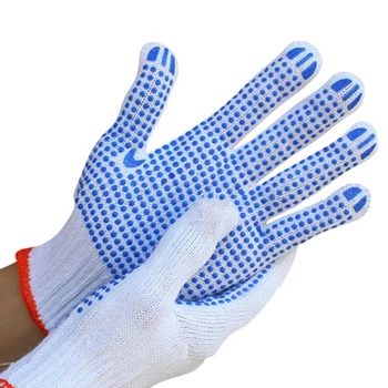 Белые защитные рабочие перчатки, дышащие хлопчатобумажные перчатки для страхования труда, Износостойкие бусины из ПВХ для рубки дров в саду