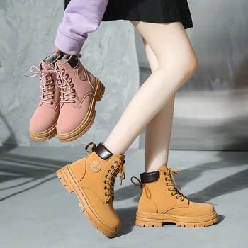 Ботинки Martin, Женская мода 2023, осень/зима, Новые студенческие короткие ботинки в британском стиле на толстой подошве, женские мотоциклетные ботинки