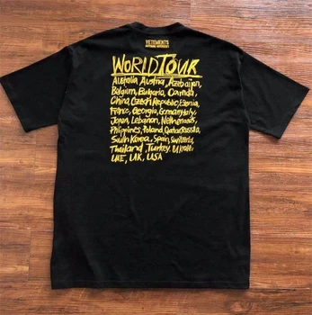 Высококачественная желтая футболка с логотипом Vetements Для мужчин и женщин, высококачественная повседневная футболка 1: 1, футболки Kanye West