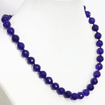 Высококачественный фиолетовый халцедон нефриты камень граненые круглые бусины 8 мм 10 мм нежное ожерелье горячая распродажа ювелирных изделий-цепочек 18 дюймов
