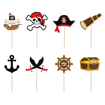Вытягивание флага, Набор украшений для вечеринки в честь Дня рождения в пиратской тематике, Вставка торта в виде спирали Пирата на День рождения, Декор для Хэллоуина