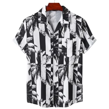 Гавайская мужская рубашка с короткими рукавами, одежда оверсайз с 3D анимированным принтом, узор из кокосовой пальмы, топ в стиле харадзюку, летняя мода