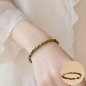Геометрический Натуральный браслет из сандалового дерева Женские Лаконичные украшения в этническом стиле Ретро Подарок девушке на День Рождения