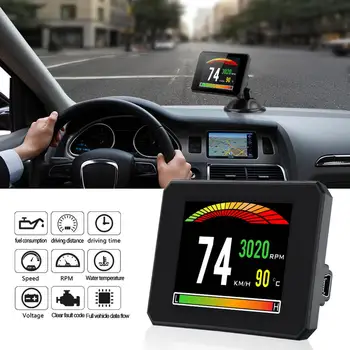 Головной дисплей Hud P16 Obd, температура воды в автомобиле, цифровой дисплей расхода топлива, датчик скорости GPS-проектора