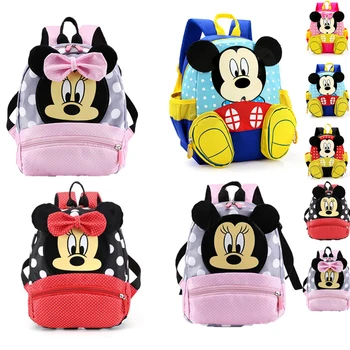 Детская школьная сумка Disney с Микки Маусом, рюкзак для мальчиков и девочек из детского сада, милая плюшевая сумка с Минни, аниме-рюкзак, подарки для детей