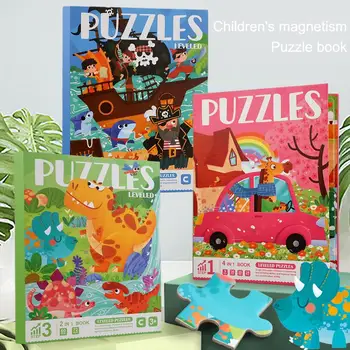 Детский Магнитный пазл с мультяшным животным, Автомобиль, головоломка с фруктовым узором, подарок на день рождения, Развивающая игра-головоломка для раннего развития, Книга-головоломка