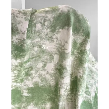 Джинсовая жаккардовая ткань, окрашенная печатными чернилами в светло-зеленый винтажный жакет, юбка, одежда, Дизайнерская одежда, ткань для шитья, ткань своими руками