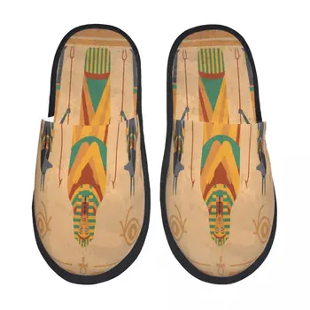 Египетские иероглифы Плюшевые тапочки Обувь Унисекс Домашние пушистые тапочки Домашняя обувь