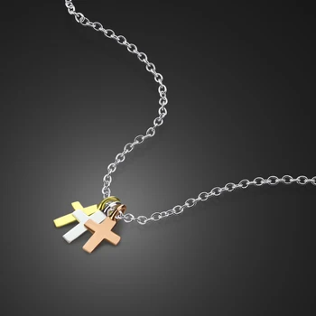 Женская горячая мода, 100% Серебро 925 пробы, ожерелье с подвеской в виде креста, кисточки, Розовое Золото, колье с крестом, цепочка 18 дюймов, Ювелирный подарок