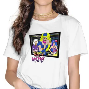 Женская футболка Makin Mischief Jem And The Holograms Альтернативная футболка унисекс из полиэстера с круглым вырезом Harajuku