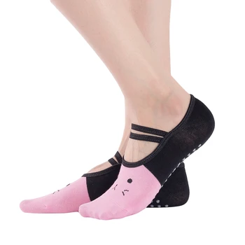 Женские высококачественные бандажные носки для йоги, противоскользящие, быстросохнущие, амортизирующие носки для пилатеса, балета для мужчин и женщин, Носки с рисунком кота из мультфильма