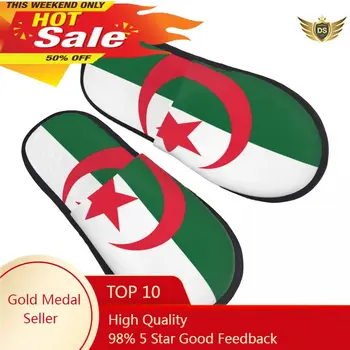 Женские мужские тапочки с флагом Алжира, пушистые зимние теплые тапочки, домашние тапочки
