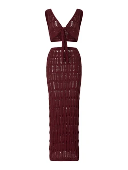 Женское облегающее длинное платье с открытой спиной, трикотажные длинные платья с длинным рукавом, укороченные топы, юбка Макси, комплекты для клубных вечеринок