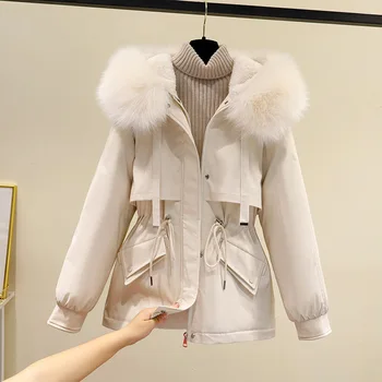 Зимняя одежда, женское хлопчатобумажное пальто, короткая свободная модная универсальная плюшевая куртка с капюшоном