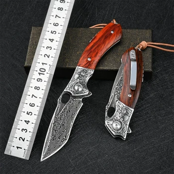 Карманный нож из дамасской стали, ультра-острый складной нож для кемпинга, выживания, охоты, тактический нож EDC, защитный нож