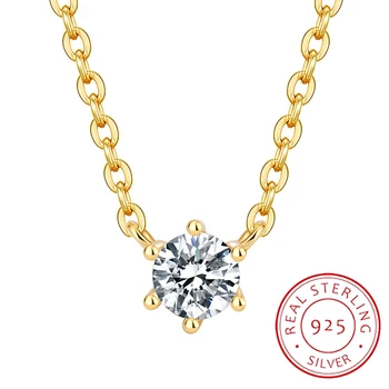 Классическое ожерелье с шестью челюстями из золота 18 Карат, круглое геометрическое ожерелье с подвеской для женщин, 100% Оригинальное серебро, подарок на День Святого Валентина, ювелирные изделия