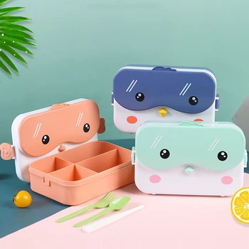 Коробка для ланча Bento для школьников Прямоугольный Герметичный Пластиковый Аниме Портативный Контейнер для микроволновой печи Школьная коробка для ланча для детей