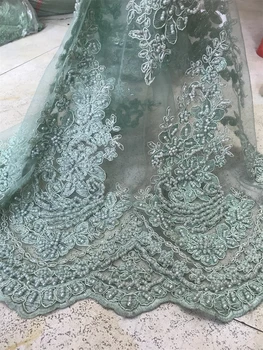 Красивые бусины SYJ-13063220, вышитые Французским сетчатым тюлевым кружевом, Африканское кружево Fabirc для свадебных платьев в нигерийском стиле