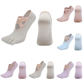 Кружевная повязка, Балетные носки для Пилатеса, Дышащие женские носки для йоги с открытой спиной, Женские хлопковые носки для танцевальных видов спорта с пятью пальцами, Sox